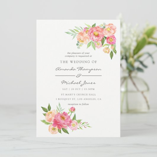 Uitnodiging tot het huwelijk van de Waterverf van (Staand voorkant)