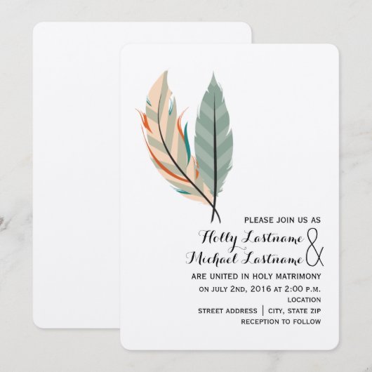 Uitnodiging tot het huwelijk van de woestijn (Voorkant / Achterkant)