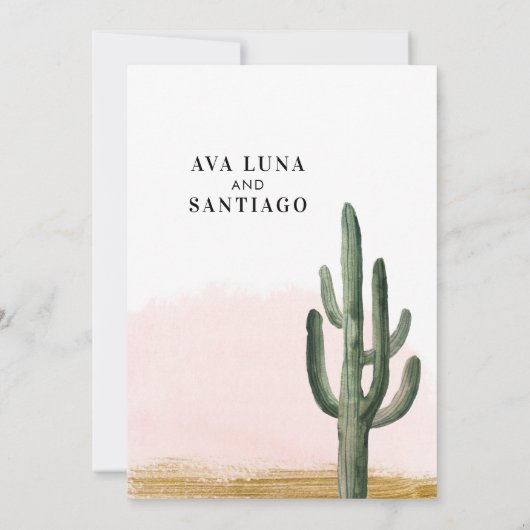 Uitnodiging tot het huwelijk van Desert Cactus (Achterkant)
