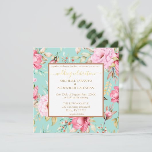  uitnodiging tot het huwelijk van Floral (Staand voorkant)