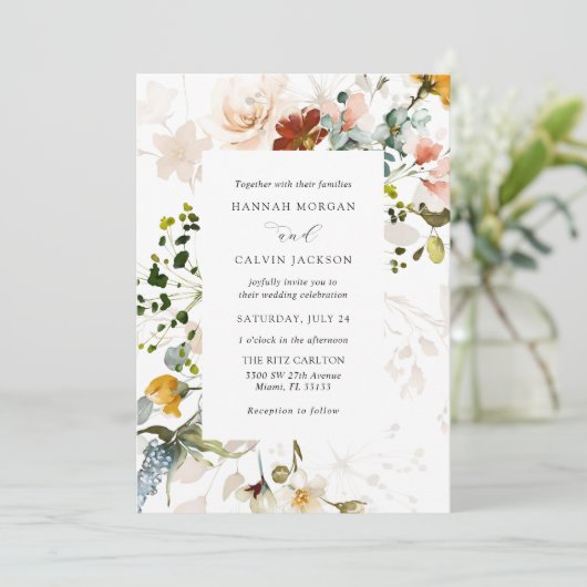  uitnodiging tot het huwelijk van Floral (Staand voorkant)