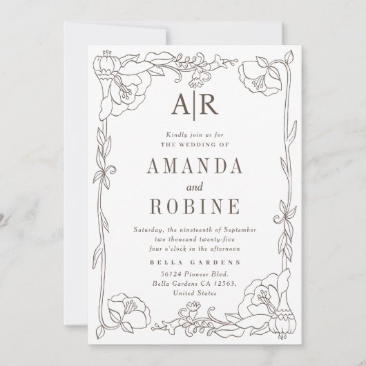  uitnodiging tot het huwelijk van Floral (Voorkant)