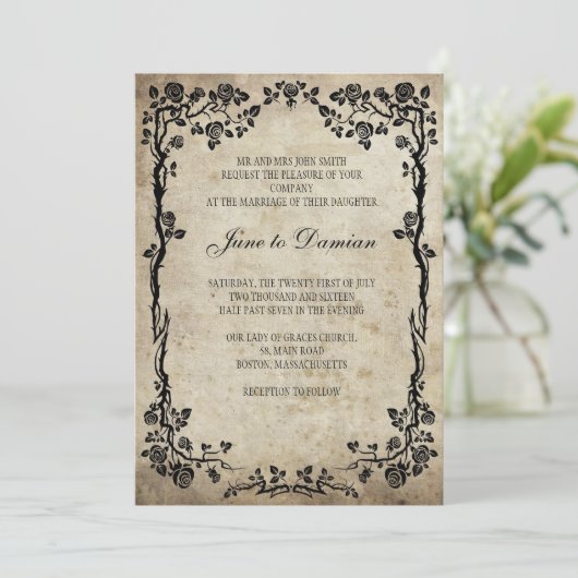  uitnodiging tot het huwelijk van Floral (Staand voorkant)