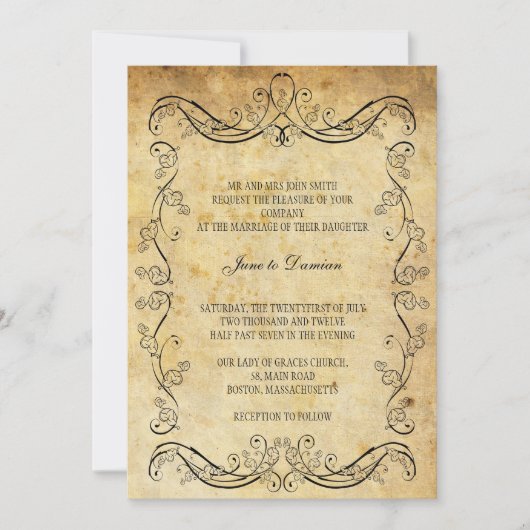 uitnodiging tot het huwelijk van Floral (Voorkant)