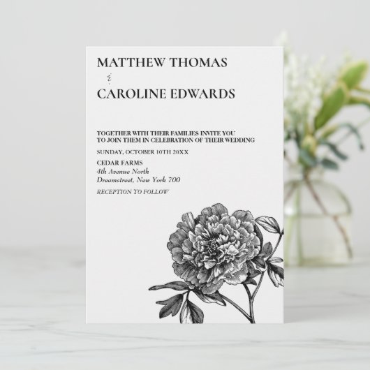 uitnodiging tot het huwelijk van Floral (Staand voorkant)