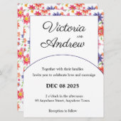  uitnodiging tot het huwelijk van Floral (Voorkant / Achterkant)