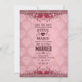 uitnodiging tot het huwelijk van Floral Damask (Voorkant)