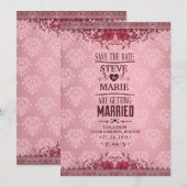  uitnodiging tot het huwelijk van Floral Damask (Voorkant / Achterkant)