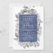  uitnodiging tot het huwelijk van Floral | marine (Voorkant)