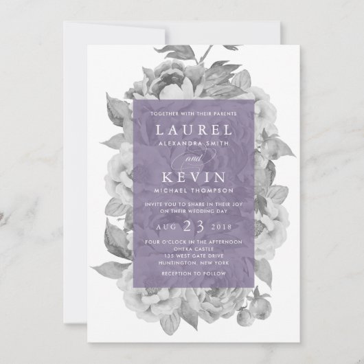 uitnodiging tot het huwelijk van Floral | Violet (Voorkant)