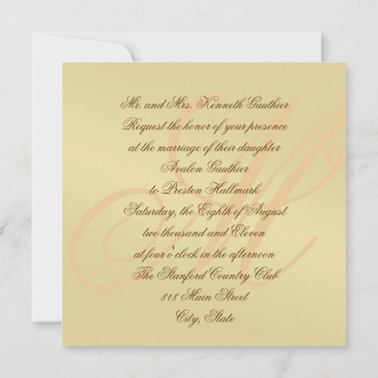 Uitnodiging tot het huwelijk van het goudmetaal (Achterkant)