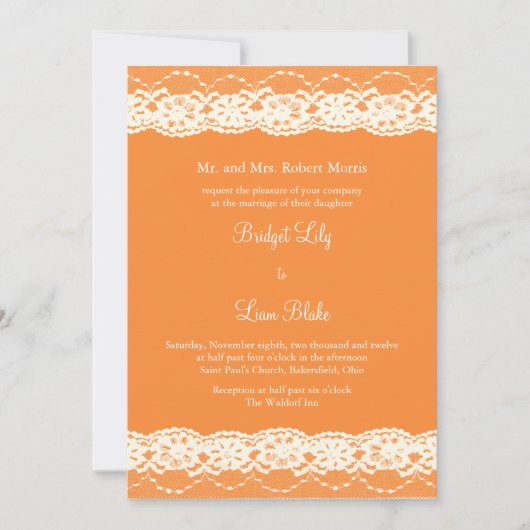 Uitnodiging tot het huwelijk van Ivory Lace (Voorkant)