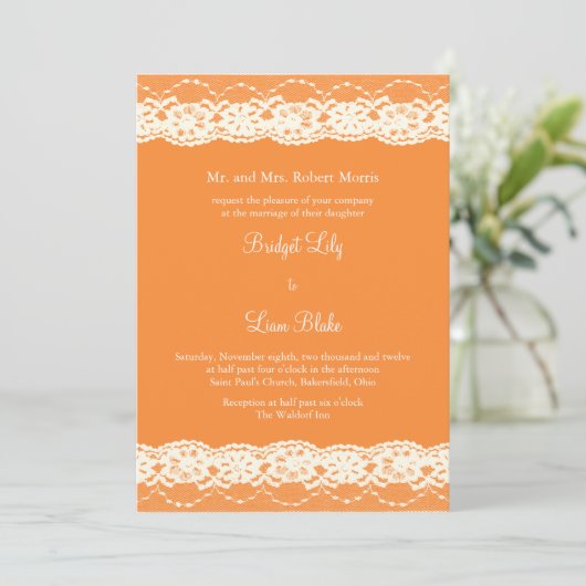 Uitnodiging tot het huwelijk van Ivory Lace (Staand voorkant)