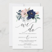 uitnodiging tot het huwelijk van Navy Blooms (Voorkant)