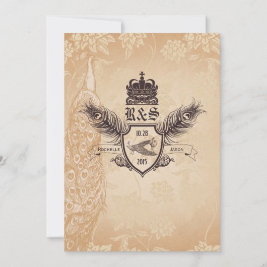  uitnodiging tot het huwelijk van Peacock 1.0 (Voorkant)