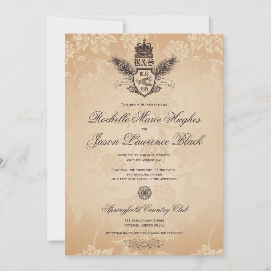 uitnodiging tot het huwelijk van Peacock 1.0 (Achterkant)