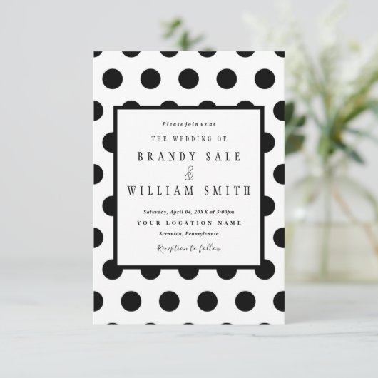 Uitnodiging tot het huwelijk van Polka Dot (Staand voorkant)