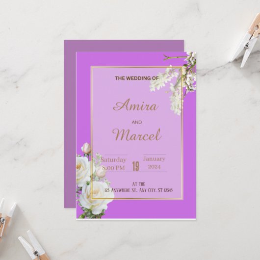 Uitnodiging tot het huwelijk van Rosy (Voorkant / Achterkant in situ)