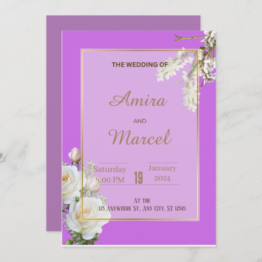 Uitnodiging tot het huwelijk van Rosy (Voorkant / Achterkant)