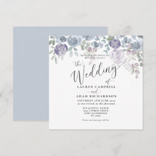 Uitnodiging tot het huwelijk van Rustic Floral Blu