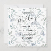 Uitnodiging tot het huwelijk van Rustic Floral Blu (Voorkant)