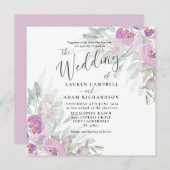 Uitnodiging tot het huwelijk van Rustige Floral Pi (Voorkant / Achterkant)