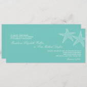 Uitnodiging tot het huwelijk van Starfish - Blue (Voorkant / Achterkant)