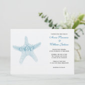 Uitnodiging tot het huwelijk van Starfish - Blue (Staand voorkant)