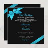 Uitnodiging tot het huwelijk van Turquoise Ribbon (Voorkant / Achterkant)