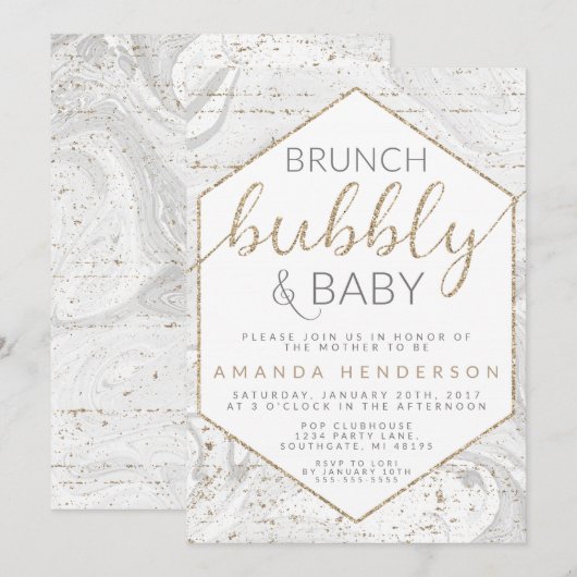 Uitnodiging tot het indienen van Baby shower met b (Voorkant / Achterkant)