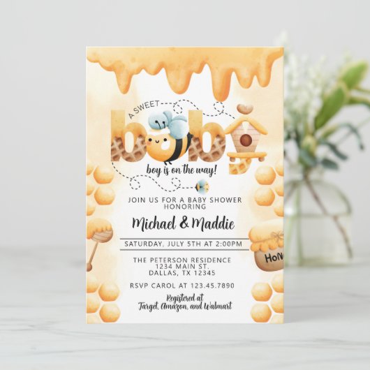 Uitnodiging tot het indienen van Baby shower van h (Staand voorkant)