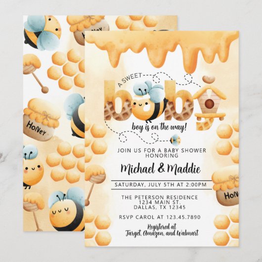 Uitnodiging tot het indienen van Baby shower van h (Voorkant / Achterkant)