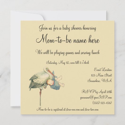 uitnodiging tot het indienen van Baby shower voor (Achterkant)