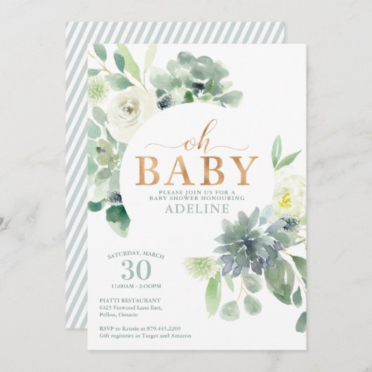 Uitnodiging tot het indienen van Baby showers met  (Voorkant / Achterkant)