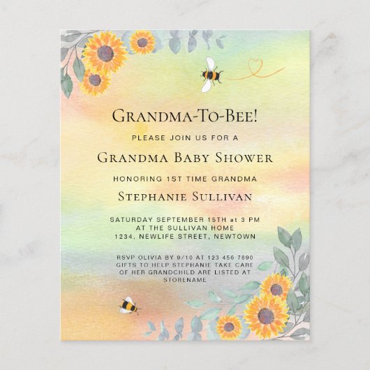 Uitnodiging tot het indienen van Baby showers op b (Voorkant)