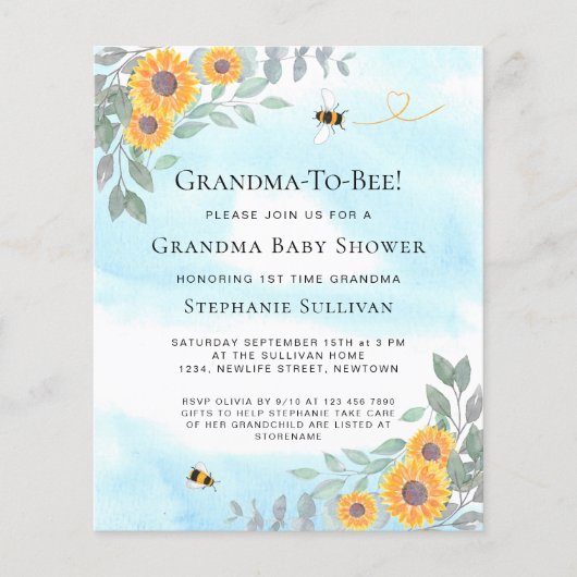 Uitnodiging tot het indienen van Baby showers op b (Voorkant)