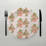 Uitnodiging tot het indienen van Baby showers op b Papieren Bordje<br><div class="desc">Dit ontwerp is voorzien van een geverfde bos zoete perziken die aan een tak hangen. Perfect papieren bord om onderweg te genieten van lunch,  diner en perzikdesserts die je baby vieren! Bekijk het hele collectie voor meer overeenkomende objecten!</div>