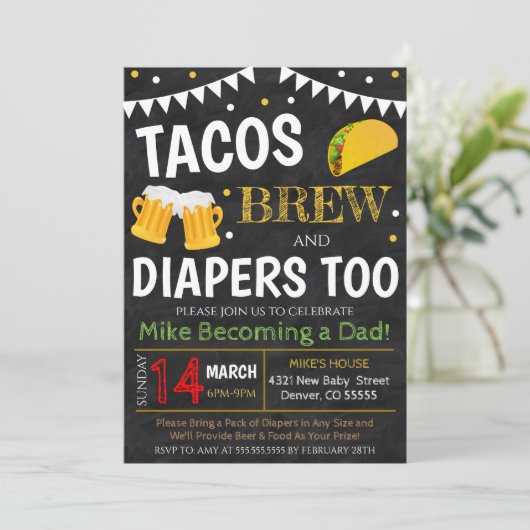 Uitnodiging tot het indienen van Baby showers Taco (Staand voorkant)