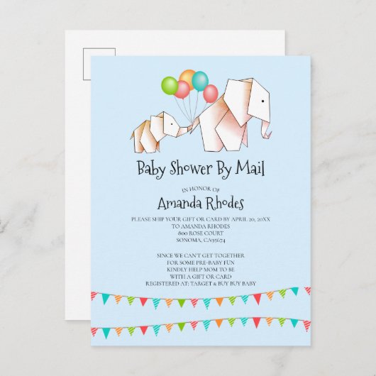 Uitnodiging tot het indienen van Baby showers via (Voorkant / Achterkant)