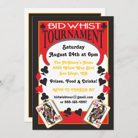 Uitnodiging tot het indienen van biedende Whist To (Voorkant / Achterkant)