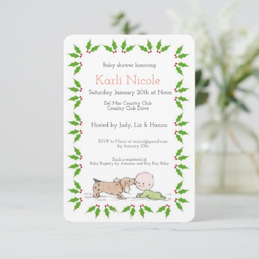 Uitnodiging tot het indienen van een Baby shower m (Staand voorkant)