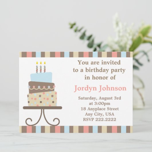 uitnodiging tot het indienen van een Birthday Cak (Staand voorkant)