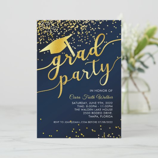 Uitnodiging tot het indienen van een blauwe goudma (Staand voorkant)