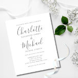 Uitnodiging tot het indienen van een budgethandtek<br><div class="desc">Deze elegante budgetgrijze en witte bruiloft-uitnodiging met tekenstijlnamen kan worden gepersonaliseerd met je informatie in het chic grijs letterwoord. Ontworpen door: Thisnotme©</div>