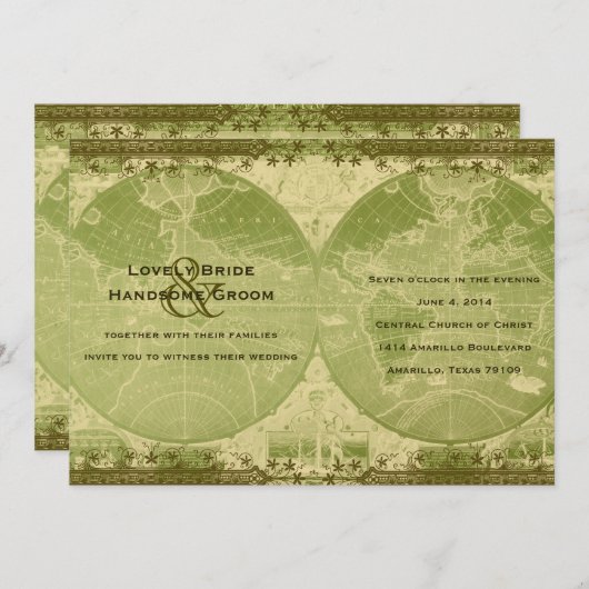  uitnodiging tot het indienen van een groene Werel (Voorkant / Achterkant)