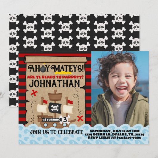 Uitnodiging tot het indienen van een piratenpartij (Voorkant / Achterkant)