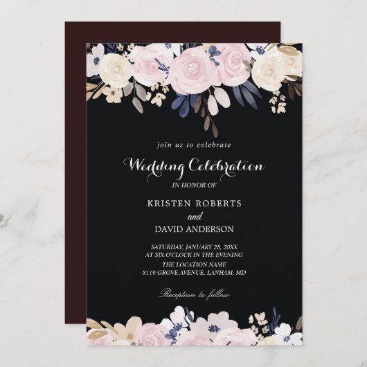 uitnodiging tot het indienen van een roze bruin en (Voorkant / Achterkant)