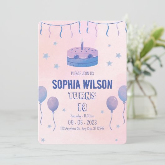 Uitnodiging tot het indienen van een roze miniatuu (Staand voorkant)