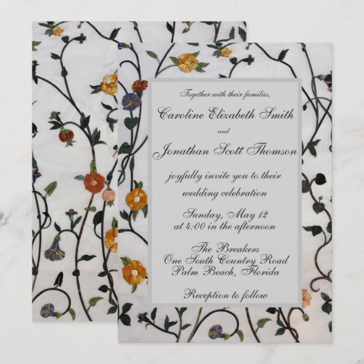 Uitnodiging tot het indienen van geborduurde wijn (Voorkant / Achterkant)