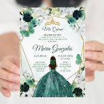 Uitnodiging tot het indienen van groene en gouden<br><div class="desc">Uitnodiging tot het indienen van groene en gouden Floral Charra QUINCEAÑERA</div>